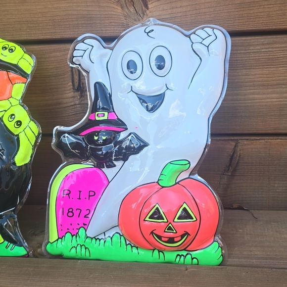 Vintage 1980s Halloween 3D vacuform molded plastic wall decorations - Picture 3 of 9